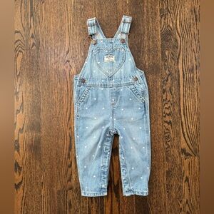 Oshkosh B’gosh Baby Heart Knit Denim Overalls - Light Blue 12M